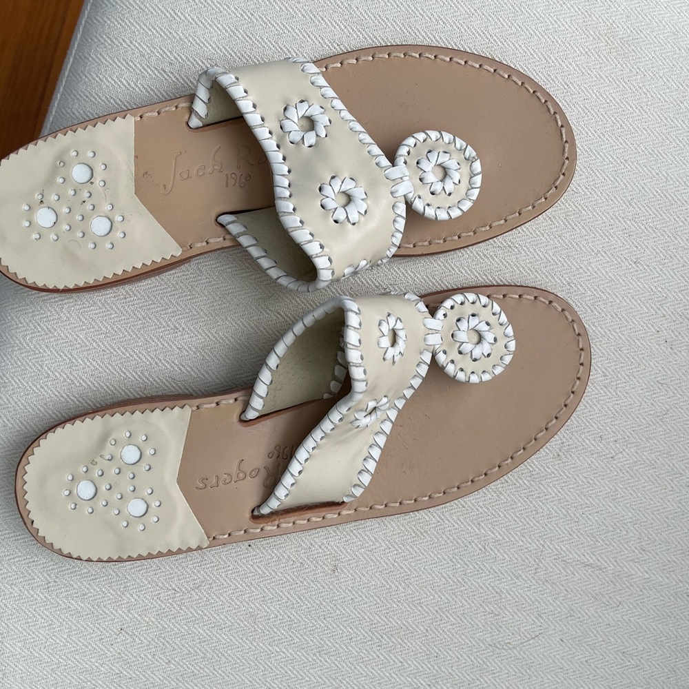 Jack Rogers sandals size 6.5 white and light beige